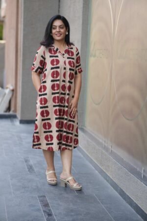 Kala Creation Beautiful Printed Cotton A-Line Midi Dress