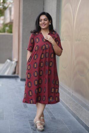 Kala Creation Beautiful Printed Cotton A-Line Midi Dress