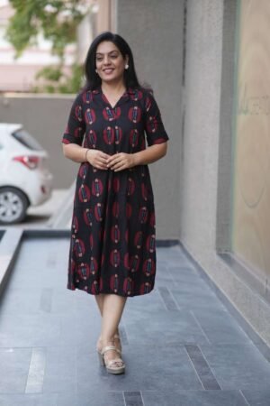 Kala Creation Beautiful Printed Cotton A-Line Midi Dress