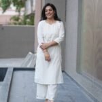 Kala Creation White Mirror Work Kurta With Matching Pant Set