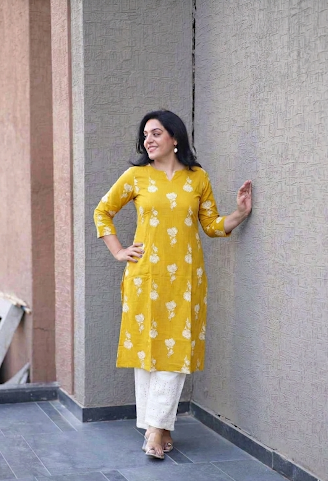 Kala Creation Women's Cotton Floral Printed Straight Kurta