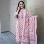 Kala Creation Cotton Straight Kurta Set With Pants & Dupatta Set