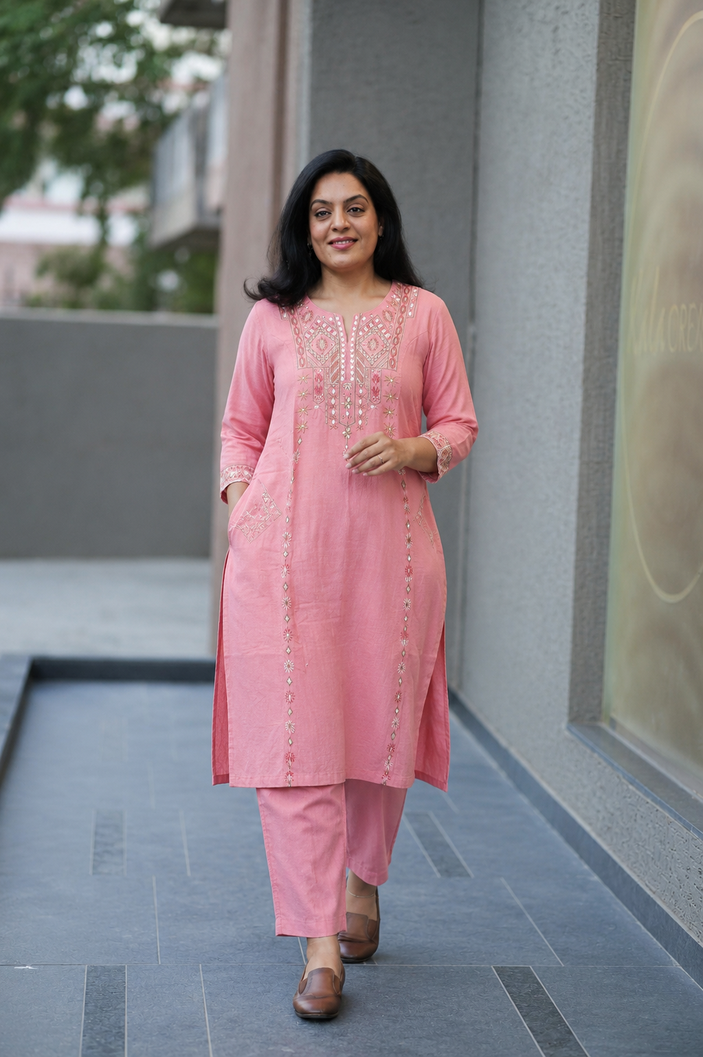 Kala Creation Beautiful Neckline Work Kurta And Pant Set