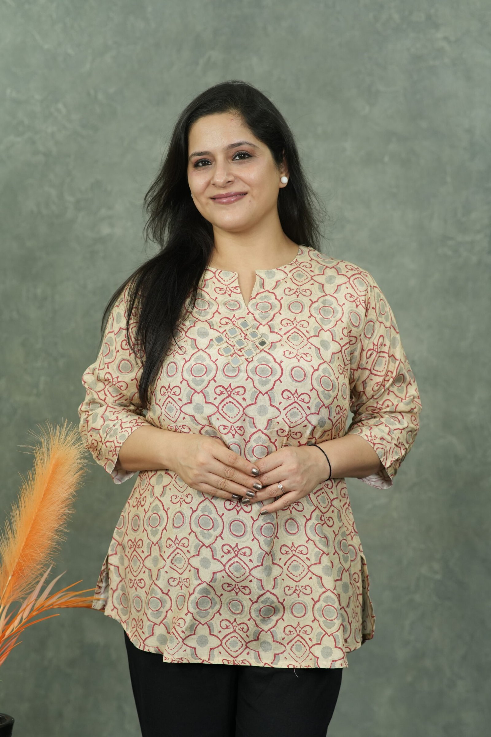 Kala Creation Stylish Ethnic Print Short Kurti For Women's - Perfect Casual Wear For Jeans
