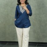 Kala Creation Stylish Short Kurti - Elegant Embroidered Neck Design