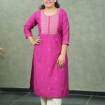 Kala Creation Embroidered Straight Silk Kurti With Floral Buti Work