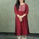 Kala Creation Embroidered Straight Silk Kurti With Floral Buti Work