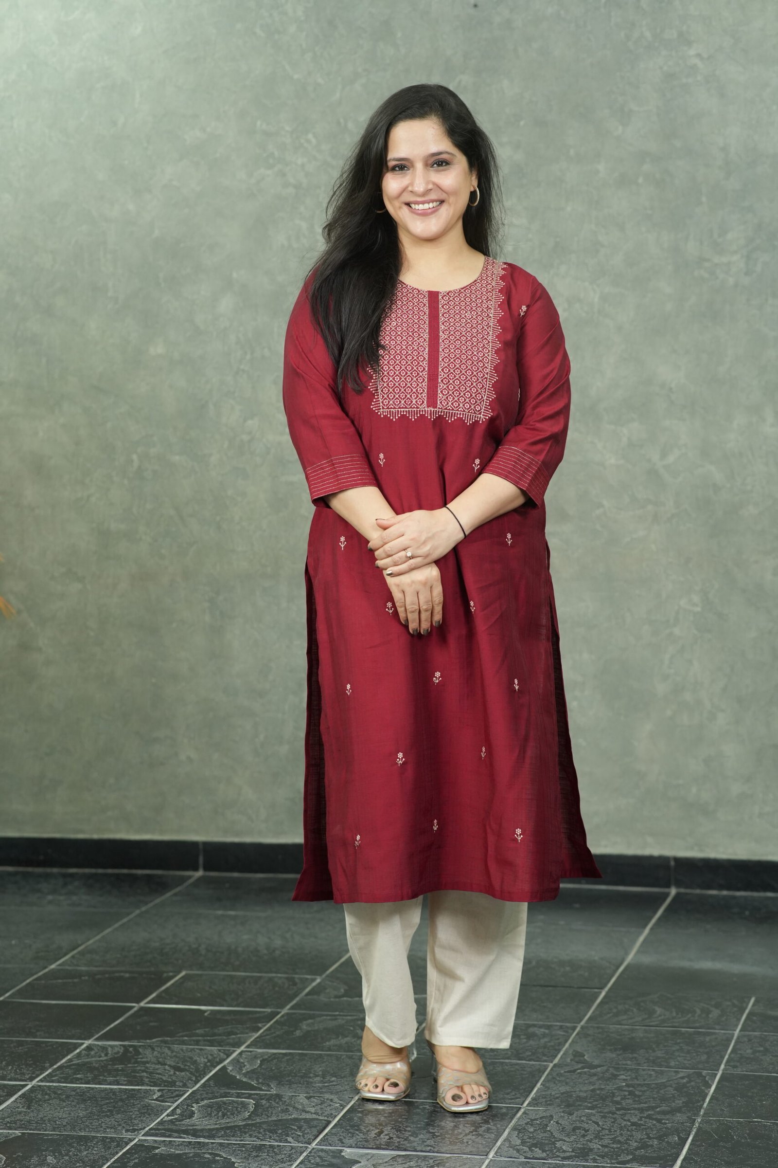 Kala Creation Embroidered Straight Silk Kurti With Floral Buti Work