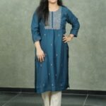 Kala Creation Embroidered Straight Silk Kurti With Floral Buti Work