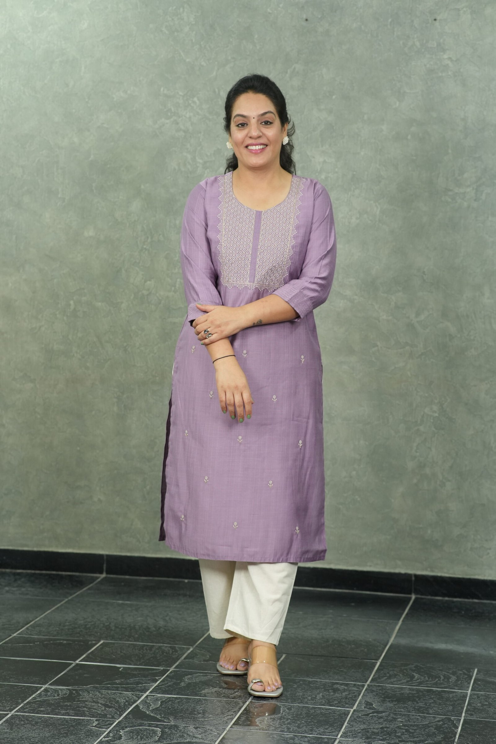 Kala Creation Embroidered Straight Silk Kurti With Floral Buti Work