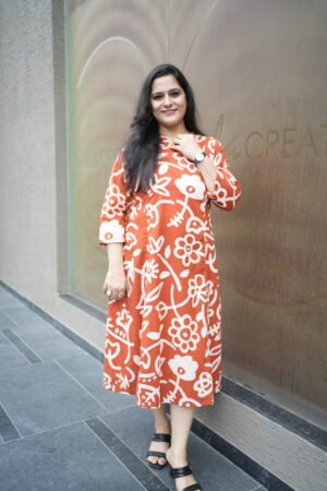 Kala Creation Ethnic Printed Cotton Midi Dress