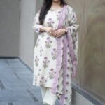 Kala Creation Floral Block Print Ethnic Kurta Pant And Dupatta Set