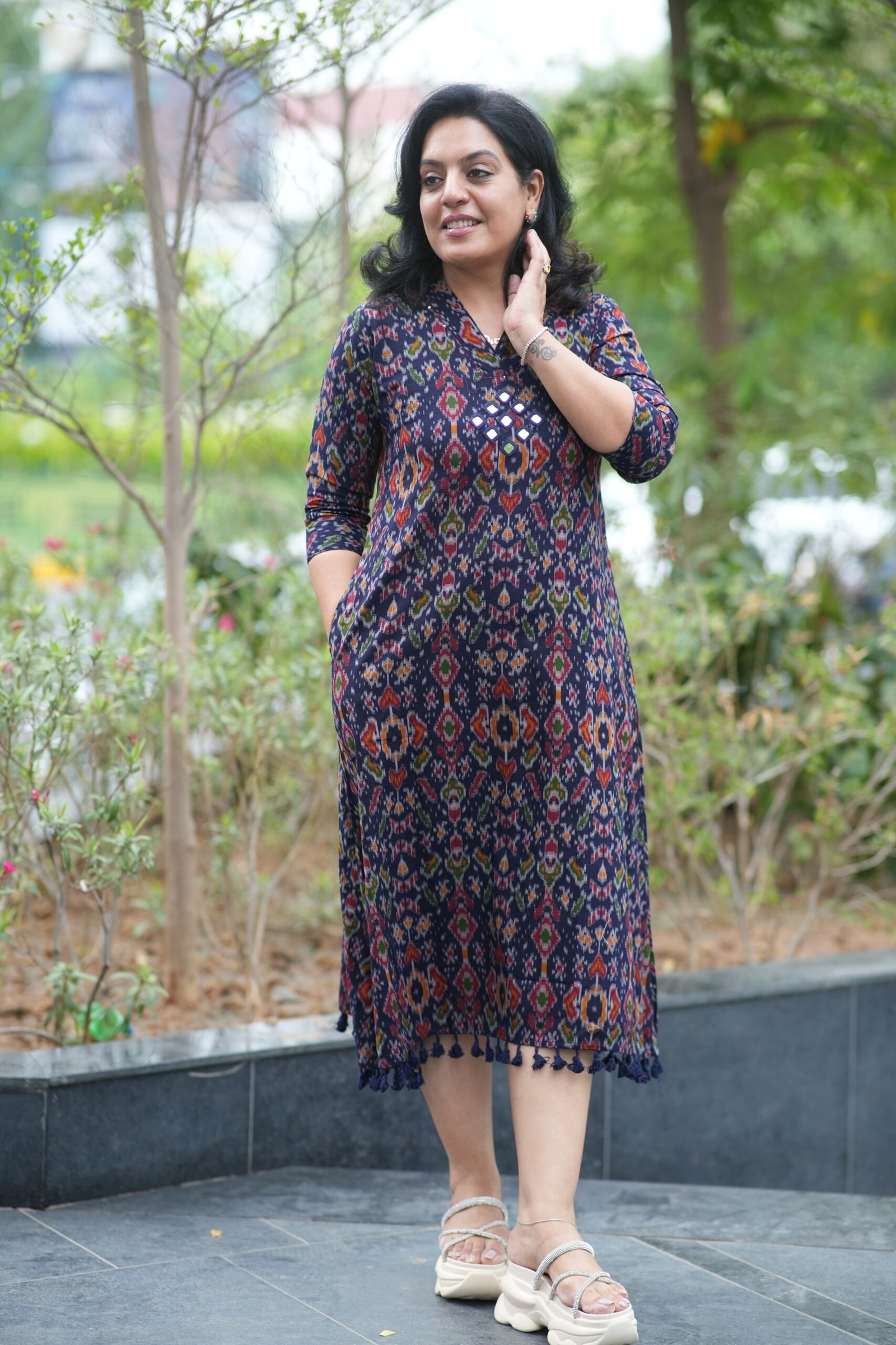 Kala Creation Elegant Floral Printed Long Midi Dress For Women