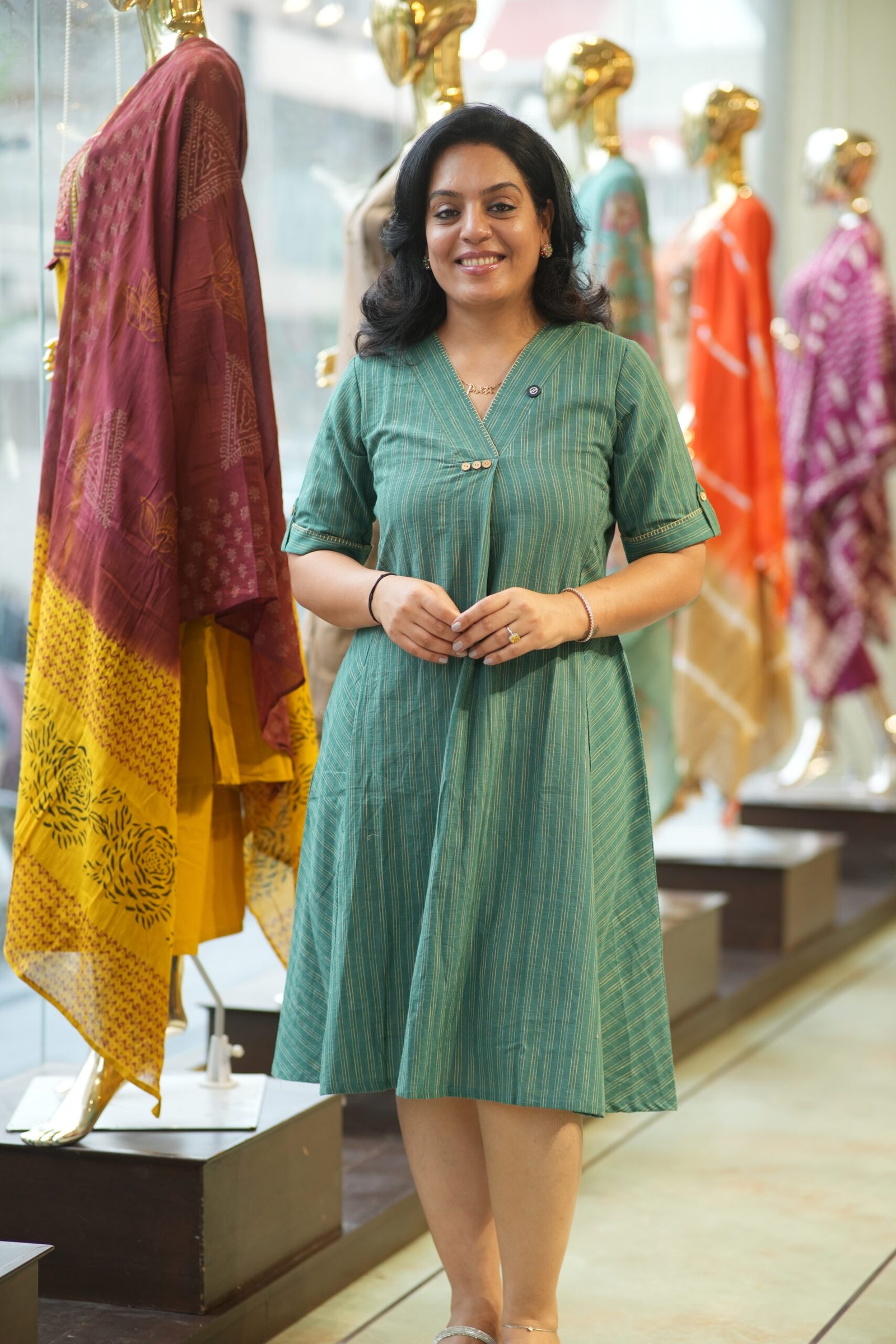 Kala Creation Comfortable Stylish Striped Midi Dresses For Every Day