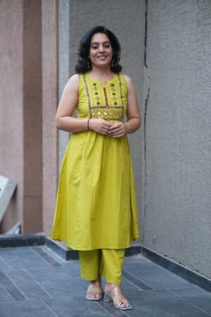 Kala Creation Cotton Beautiful Stylish Mirror Work 2 Piece Ethnic Kurta Sets For Women