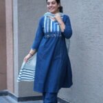 Kala Creation Elegant Indigo Blue Cotton Mirror Work Detailing Kurta With Pant And Dupatta Set