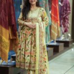 Kala Creation Off White Floral Printed Anarkali Kurta Pant And Dupatta Set