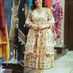 Kala Creation Off White Floral Printed Anarkali Kurta Pant And Dupatta Set